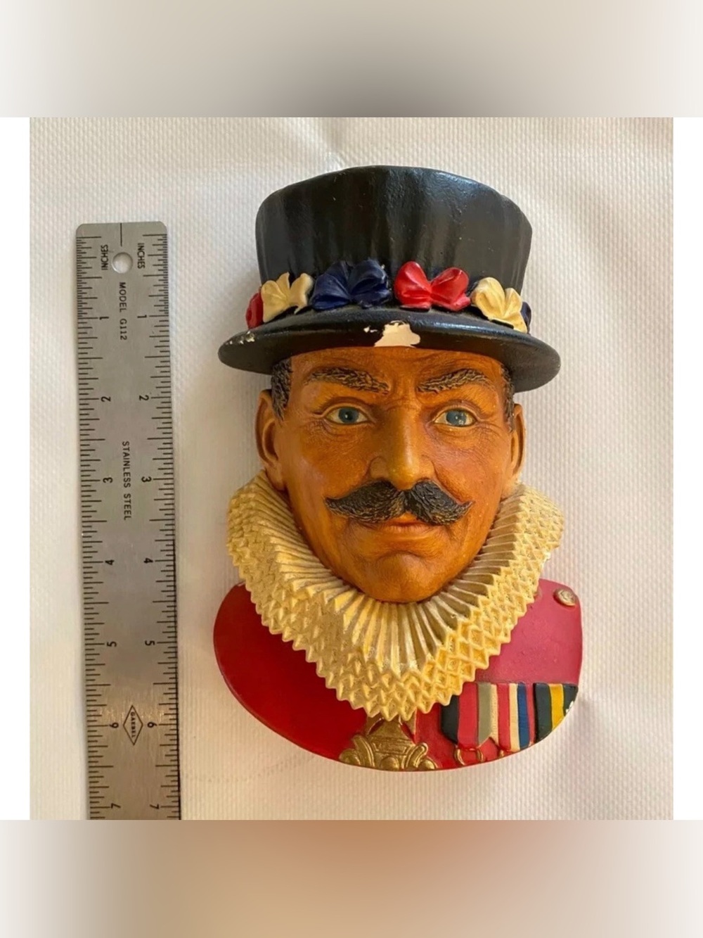 Vintage The Beefeater Chalkware Head Wall Hanger Legend Products, 1982 England